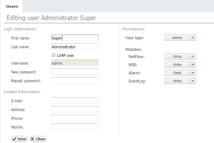 NetVizura User Settings