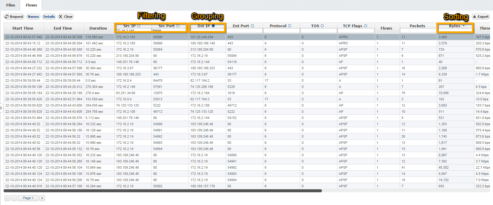 NetVizura NetFlow - Raw Data Table (flow records) NetVizura NetFlow - Raw Data Table (flow records)