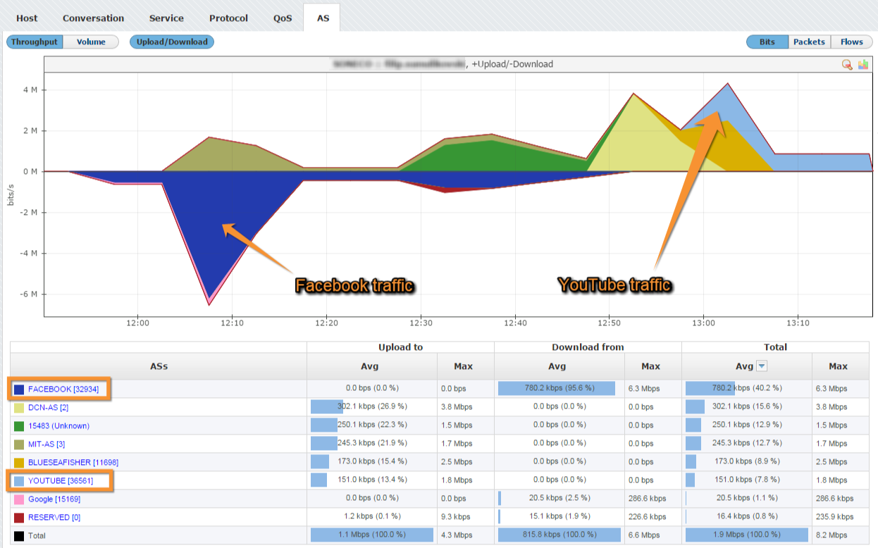 NetVizura NetFlow Analyzer - End User Traffic by AS NetVizura NetFlow Analyzer - End User Traffic by AS