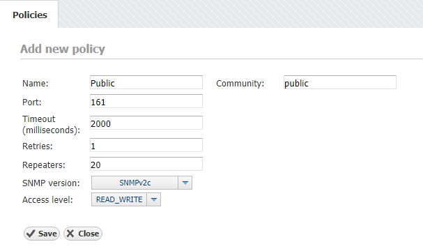 NetVizura Adding SNMP Policy NetVizura Adding SNMP Policy